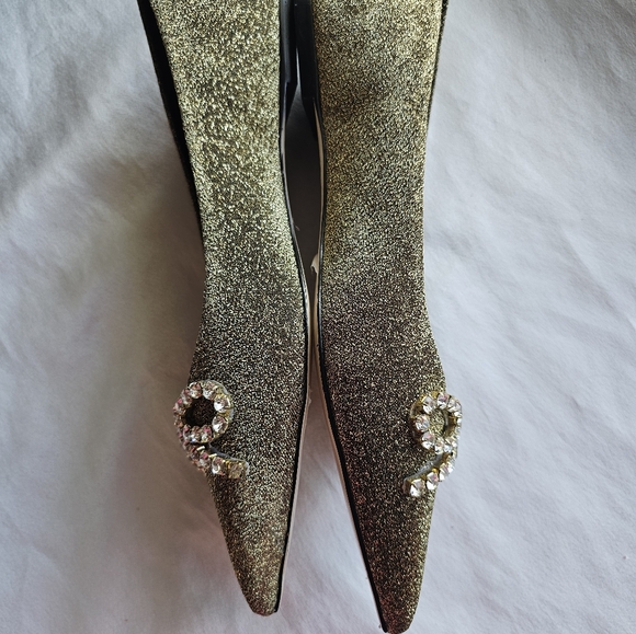 Larroude Lee Crystal-Embellished Lurex Flats Sz 11 - Picture 9 of 12